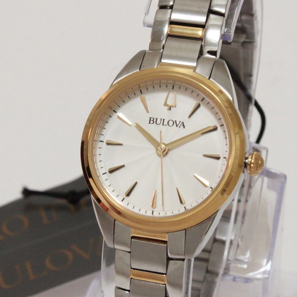 Bulova Ladies Sutton Classic Quartz Watch Two Tone Silver Dial 28mm - Picture 7 of 14